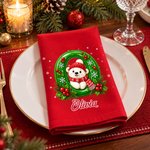 Personalised Reindeer Nutcracker Santa Initial 100% Cotton Napkins with Name Festive Table Decor Christmas Gift for Family Friend