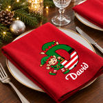 Personalised Santa Claus Snowman Gingerbread Man Initial 100% Cotton Christmas Napkin with Name Table Decor Christmas Gift for Kids Family Friends