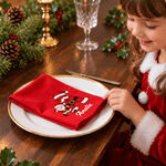 Personalised Santa Claus Snowman Gingerbread Man Initial 100% Cotton Christmas Napkin with Name Table Decor Christmas Gift for Kids Family Friends