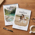 Personalized 13 Watercolor Photos 2027 2028 Meaningful Calendar with Family Surname Christmas New Year Birthday Gift for Newborn Family Friend 3