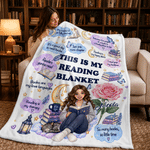 Personalized Birth Flower Reading Themed Photo Soft Throw Blanket with Name Book Club Birthday Christmas Gift for Bookworms Readers Friends