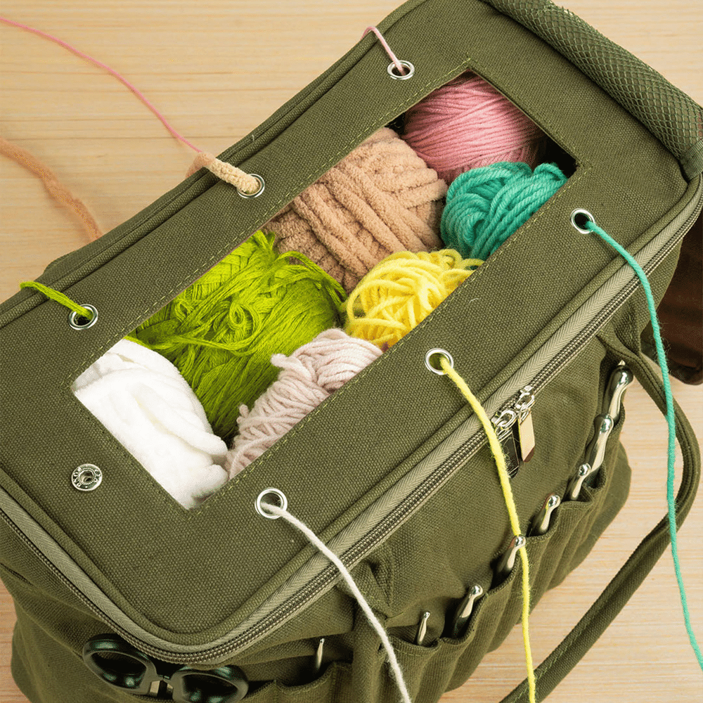 Personalized Birth Flower Yarn Pattern Multifunctional Canvas Storage Bag with Name and Text Sewing Birthday Gift for Knitting Lover Mother 7