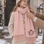 Personalised Birth Flower Super Soft Warm Scarf with Name and Initial Winter Fashion Accessory Birthday Christmas Gift for Family Friends
