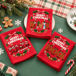 Personalized Christmas Theme Red 100% Cotton Napkin with Name Table Decor Christmas Gift for Family Friends