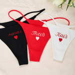 Personalized Romantic Embroidery Heart Name Thong Lingerie Underwear honeymoon Valentine's Day Anniversary Gift for Women