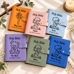 Personalised Holy Bible Prayer Gestures PU Leather Notebook with Name and Date Baptism First Communion Christian Birthday Gift for Kid Friend