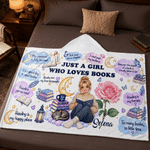 Personalized Birth Flower Reading Themed Photo Soft Throw Hooded Blanket with Name Book Club Birthday Christmas Gift for Bookworms Readers Friends