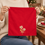 Gepersonaliseerd servet met 3D-effect, geboortebloem, rood, kerstthema, met naam, tafeldecoratie, kerstcadeau voor familie en vrienden 6