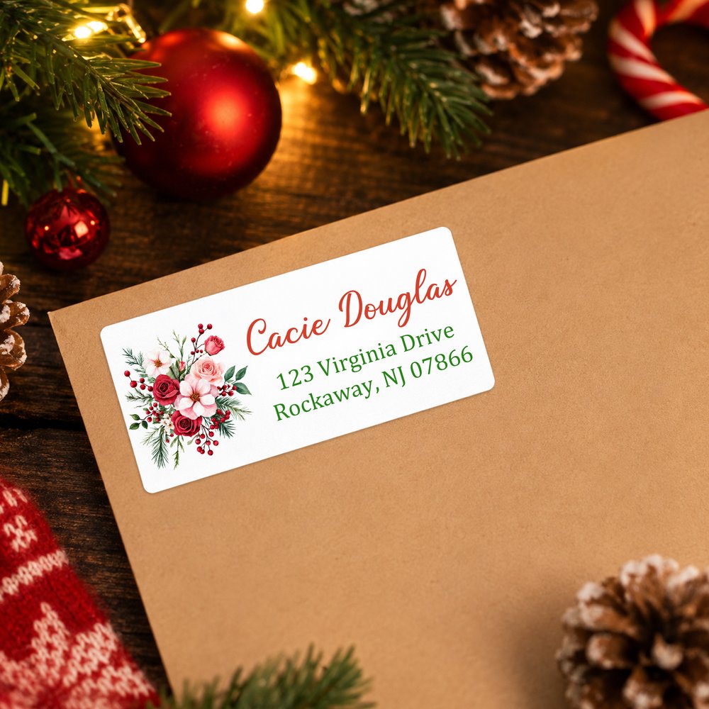 Personalized Watercolor Christmas Theme Return Address Labels with Name and Address Daily Use Christmas Gift for Family Friends 3