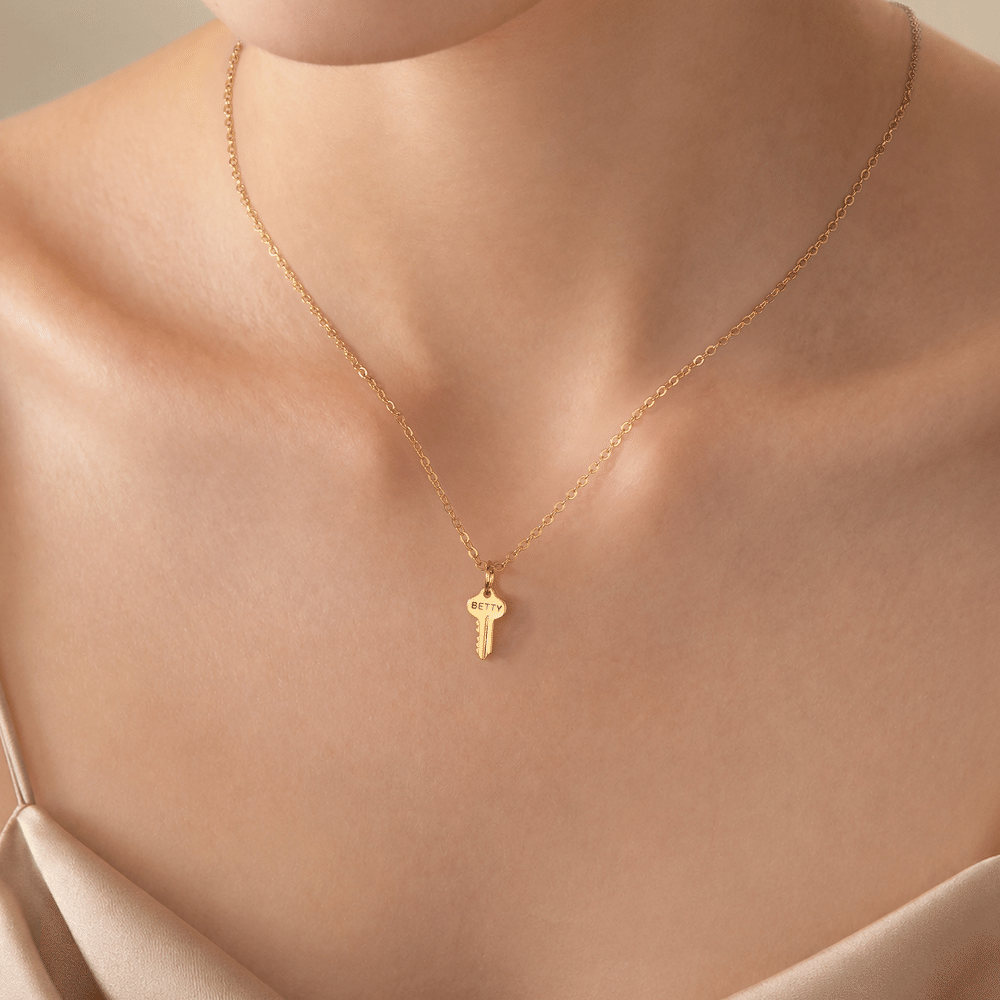 Personalized Dainty Key Sterling Silver Necklace with Engraved Name Christmas Birthday Anniversary Gift for Women Girlfriends Wives 6