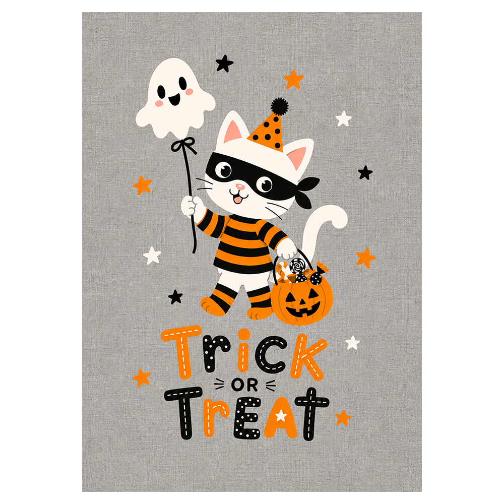Happy Haunting Trick-Or-Treat Cat Halloween Ecard