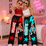 Personalized 3D-Effect Artwork Trendy Graffiti Cartoon Character Photo Soft Pajama Pants with Name Daily Wear Christmas Holiday Gift for Family Kids