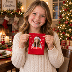 Personalized Oil Painting Style Photo 100% Cotton Red Reusable Napkin with Name Table Decor Christmas Gift for Family Kids