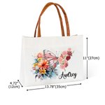 Personalised Birth Flower Butterfly Canvas Tote Bag with Name and Leather Handle Travel Essentials Birthday Anniversary Gift for Women 7