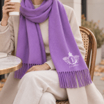 Personalised Birth Flower Super Soft Warm Scarf with Name and Initial Winter Fashion Accessory Birthday Christmas Gift for Family Friends