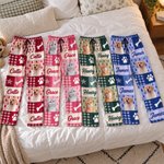 Pantalon de pyjama doux personnalisé à motif de cœurs multicolores en damier, avec nom, pour la maison. Cadeau d'anniversaire ou de Noël pour les amoureux des animaux de compagnie