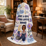 Personalized Birth Flower Reading Themed Photo Soft Throw Blanket with Name Book Club Birthday Christmas Gift for Bookworms Readers Friends