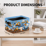 Personalised 3D-Effect Artwork Construction Lorries Patterns Large Capacity Storage Basket with Name and Handle Room Decor Birthday Gift for Kids
