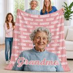Personlig fototeppe i oljemaleri-stil med navn og kallenavn – interiør, bursdags- og julegave til bestemor, bestefar og familien 1