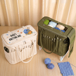 Personalized Birth Flower Yarn Pattern Multifunctional Canvas Storage Bag with Name and Text Sewing Birthday Gift for Knitting Lover Mother 2