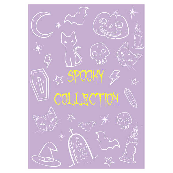 Lavender Black Cat And Spooky Doodles Halloween Ecard