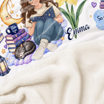 Personalized Birth Flower Reading Themed Photo Soft Throw Hooded Blanket with Name Book Club Birthday Christmas Gift for Bookworms Readers Friends