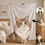 Personalized Multicolor Cartoon Pet Photo Soft Throw Blanket with Name Home Decor Birthday Housewarming Gift for Pet Owners Lovers 2