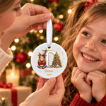 Personalised 3D-Effect Artwork Christmas Theme Photo Ceramic Ornament with Name and Hanging Rope Home Decor Christmas Gift for Family Kids