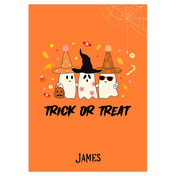 Three Cute Ghosts Trick-Or-Treat Halloween Ecard