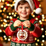 Décoration de Noël personnalisée : couronne de Noël, photo, cœur, boule ronde en céramique avec inscription, décoration d'arbre de Noël, cadeau de Noël pour la famille et les amoureux des animaux