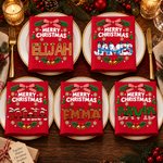 Personalized Christmas Theme Red 100% Cotton Napkin with Name Table Decor Christmas Gift for Family Friends