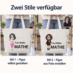 Personalisierte Cartoon-Lehrer große Tragetasche | aus Cord | mit Text und Studienfach | Schulanfang Geburtstag Geburtstag Geschenk für Lehrkräfte