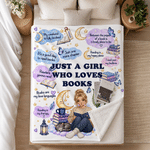 Personalized Birth Flower Reading Themed Photo Soft Throw Blanket with Name Book Club Birthday Christmas Gift for Bookworms Readers Friends