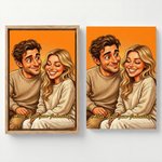 Personalisierte Karikatur Leinwand nach Foto | mit Wunschtext | Kunstdruck | Wohndeko | Geburtstag & Einweihung Geschenk für Paare, Familie & Freunde 9