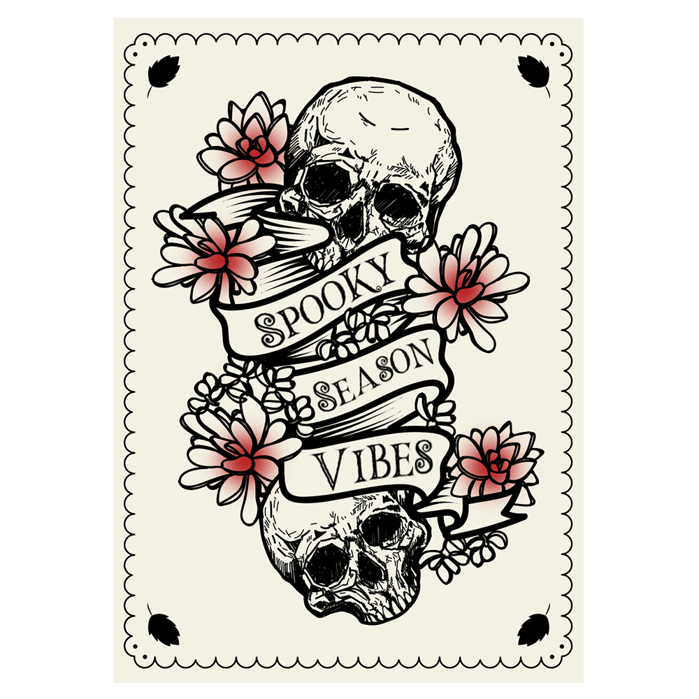 Spooky Season Vibes Skull And Floral Halloween Ecard