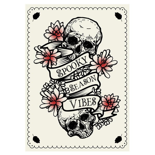 Spooky Season Vibes Skull And Floral Halloween Ecard