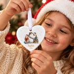 Personalised 3D-Effect Artwork Christmas Theme Photo Ceramic Ornament with Name and Hanging Rope Home Decor Christmas Gift for Family Kids