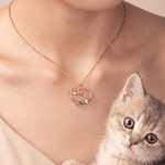 Personalised Heart Shaped Cat Sterling Silver Necklace with Birthstone Dainty Jewellery Daily Wear Cat Memorial Gift for Cat Owners Lovers