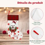Chaussette de Noël personnalisée avec photo d'animal et nom - Motif flocon de neige - Cadeau Noël pour amoureux des animaux et famille