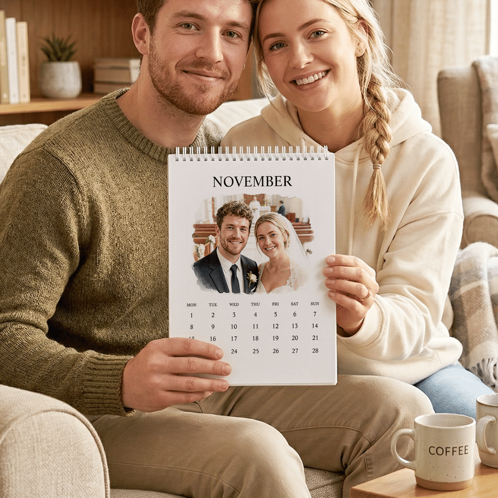 Personalized 13 Watercolor Photos 2027 2028 Meaningful Calendar with Family Surname Christmas New Year Birthday Gift for Newborn Family Friend 5