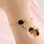 Personalised Corss Heat-Activate Hidden Photo Adjustable Sterling Silver Bracelet with Text Birthday Baptism Gift for Woman Christian