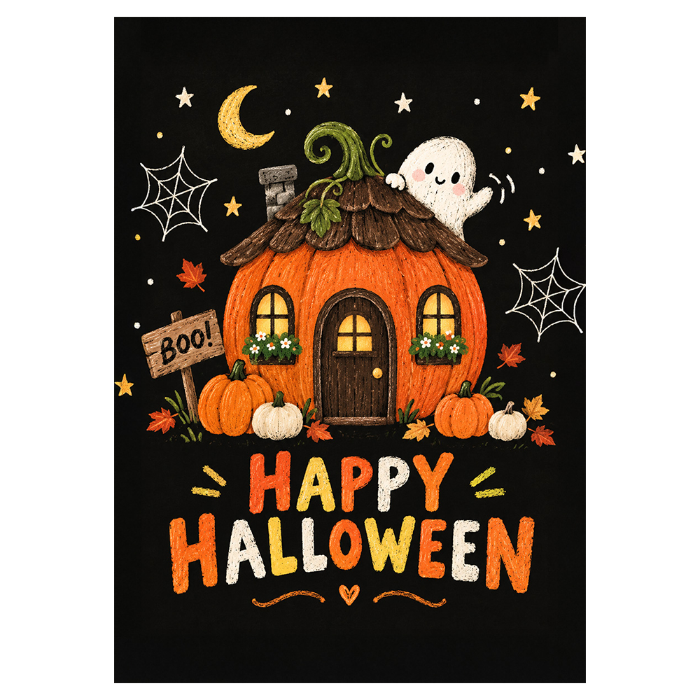 A Cozy Halloween Welcome From A Charming Pumpkin House Ecard