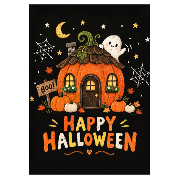 A Cozy Halloween Welcome From A Charming Pumpkin House Ecard