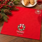 Personalized Christmas Mahjong Theme Reusable 100% Cotton Red Napkin with Text Table Decor Christmas Gift for Mahjong Lover 7
