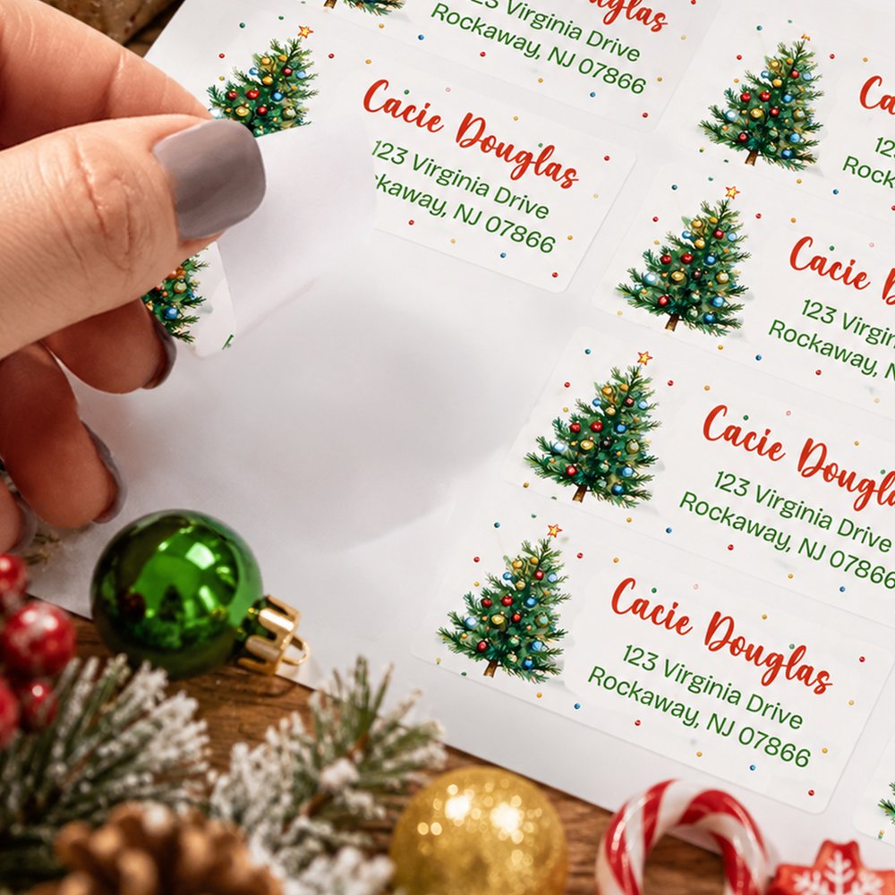Personalized Watercolor Christmas Theme Return Address Labels with Name and Address Daily Use Christmas Gift for Family Friends 7