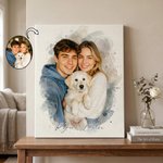 Personalised Watercolor Wedding Photo Canvas Prints with Text Bedroom Decor Wedding Anniversary Gift for Couples Newlyweds