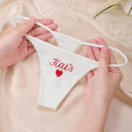 Personalized Romantic Embroidery Heart Name Thong Lingerie Underwear honeymoon Valentine's Day Anniversary Gift for Women