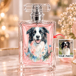 Personalized Watercolor Floral Pet Photo Durable 1-3 oz Glass Perfume Bottle with Name Travel Atomizer Birthday Gift for Pet Owners Lovers 1