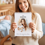 Personalized 13 Watercolor Photos 2027 2028 Meaningful Calendar with Family Surname Christmas New Year Birthday Gift for Newborn Family Friend 4