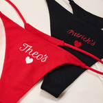Personalized Romantic Embroidery Heart Name Thong Lingerie Underwear honeymoon Valentine's Day Anniversary Gift for Women